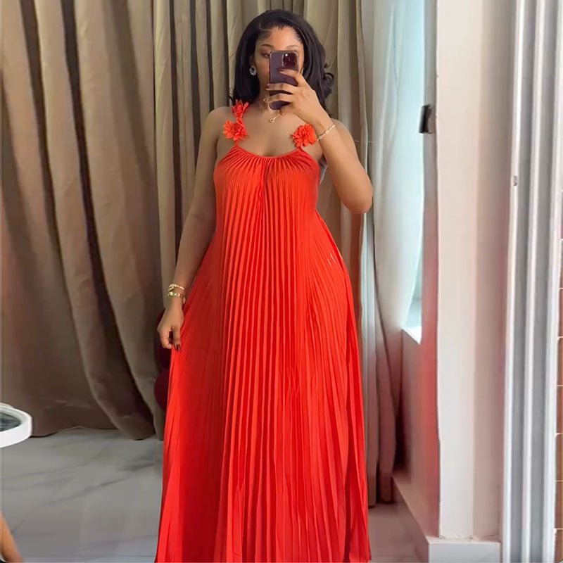 Sweet And Fresh Strapless Backless Pleated Maxi Dress