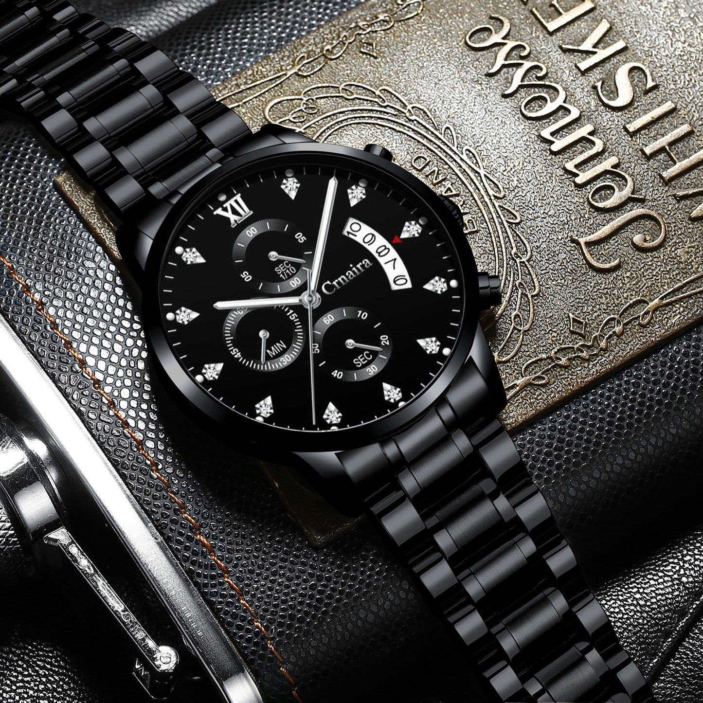 Men's Waterproof Luminous Multi-functional Diamond Quartz Watch