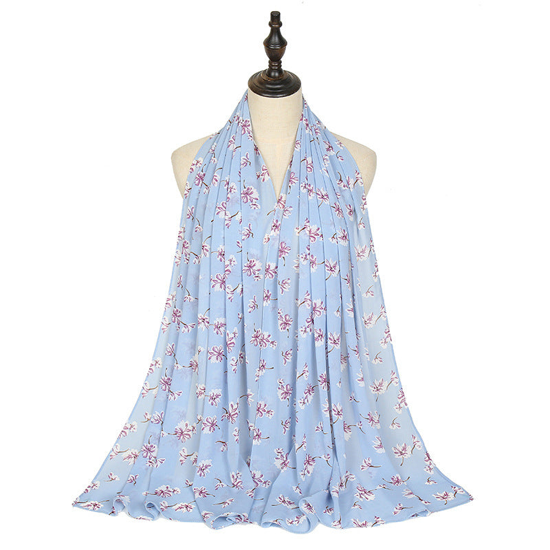 Breathable New Chiffon Floral Print Headscarf