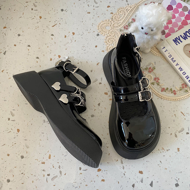 Increasing Thick-soled Japanese Retro Hot Girl Cute Harajuku British Style Small Leather Shoes Women