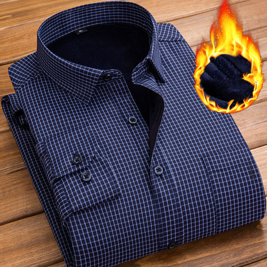 Men's Warm Shirt Plus Velvet Padded Long Sleeves
