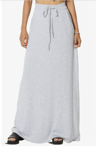 Versatile Solid-Color Drawstring Skirt For Women