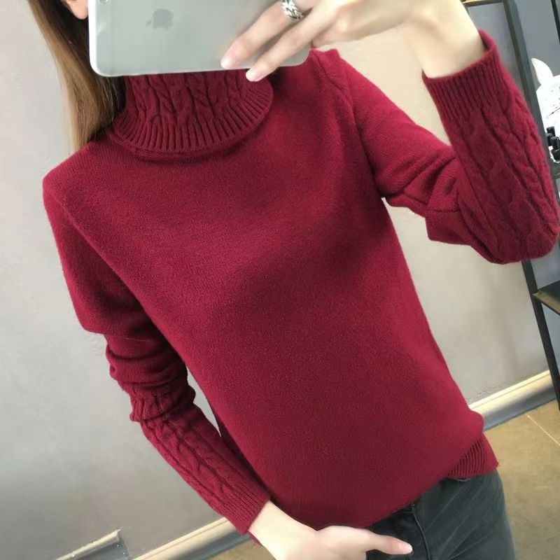 Turtleneck Cable-knit Pullover Thickened Slim Fit Slimming Sweater