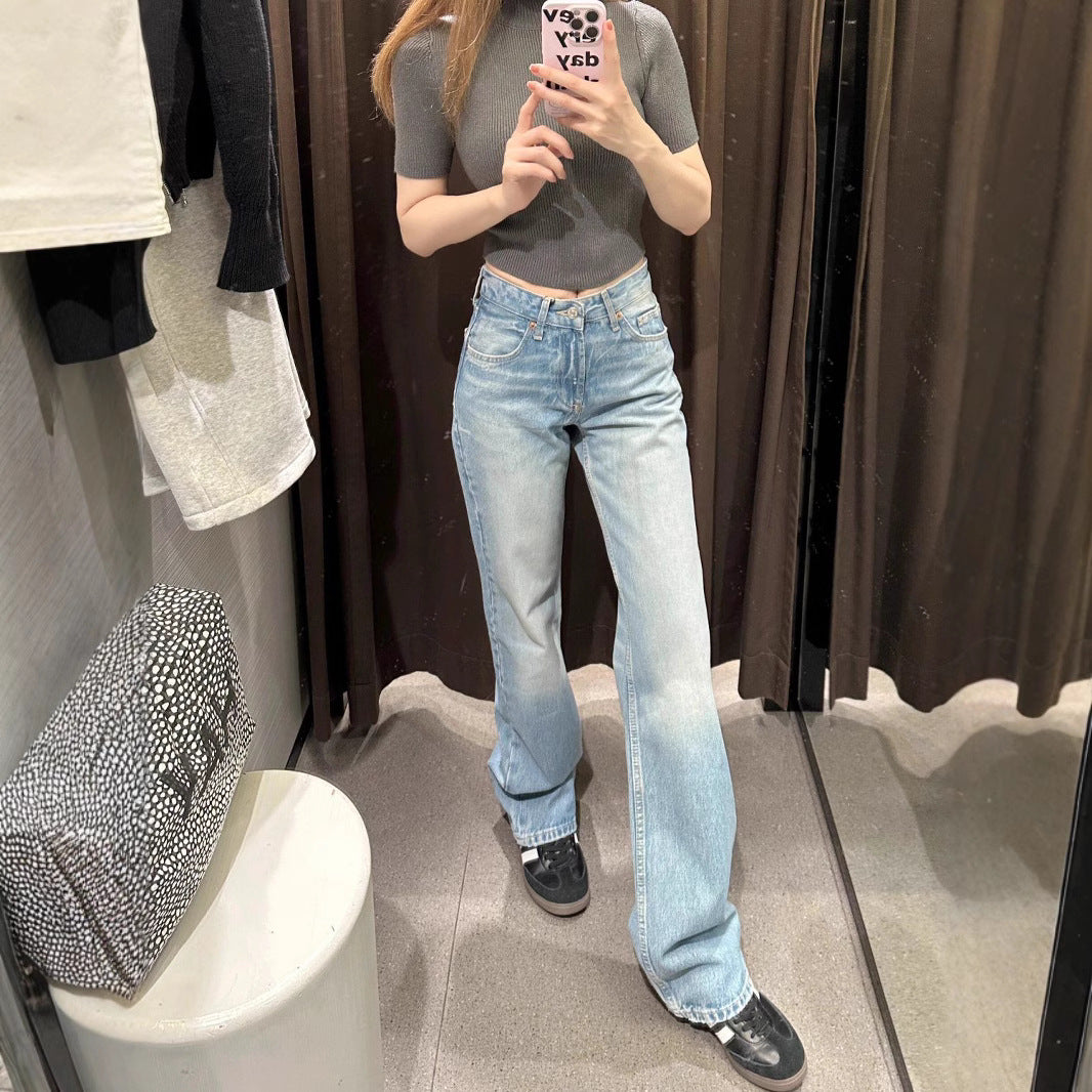 Plus Size American Washed Straight Jeans For Women Spring New