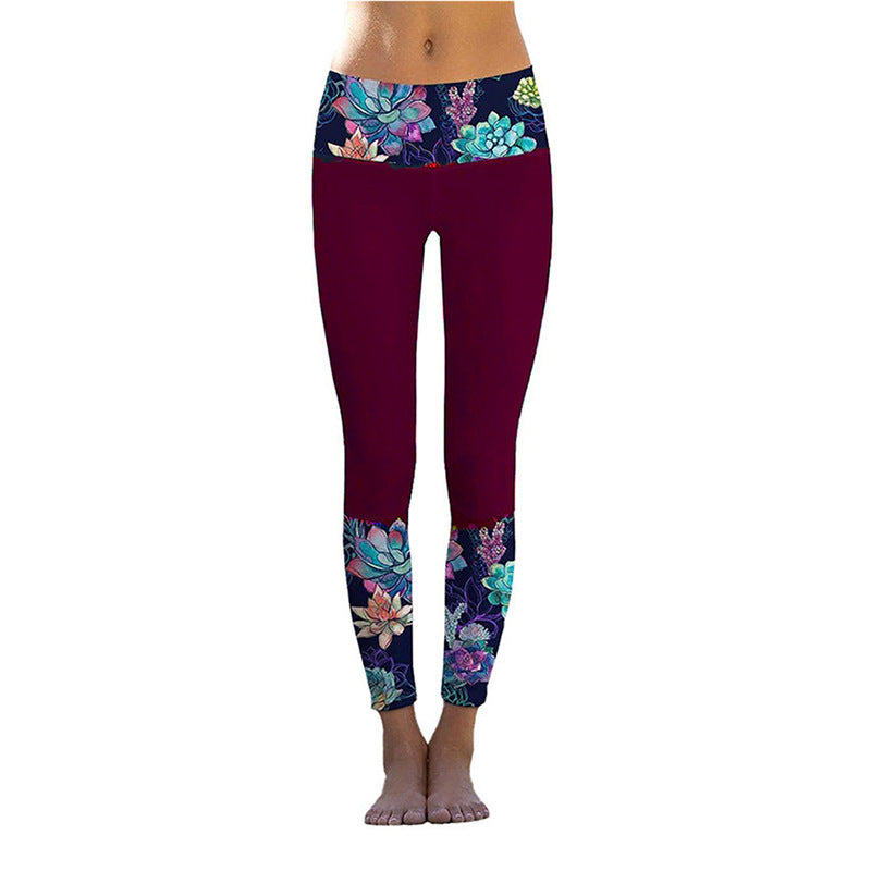Women's Printed Sports Yoga High Waist Stretch Tights