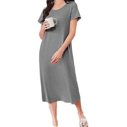 Women's Solid-Colored Soft And Comfortable Long House Dress