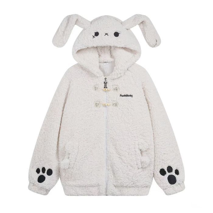 Cute Rabbit Hand Claw Big Ears Lamb Wool Coat