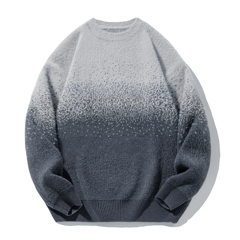Artificial Mink Plush Gradient Design Sweater Thermal Head Cover Knitwear