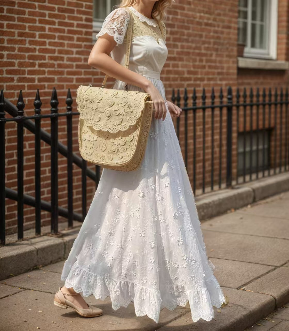 Stylish 3D Floral-embroidered Midi Dress
