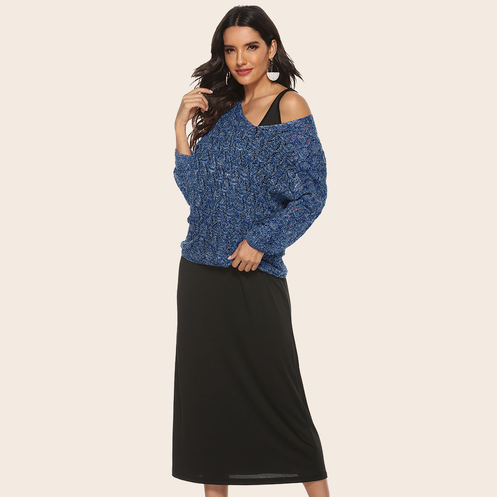 Women's Batwing Sleeve Knitwear Dress Suit