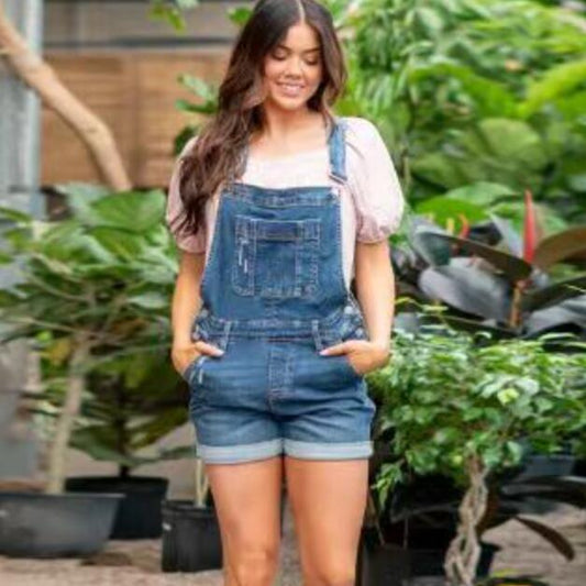 European And American Fashion Pocket High Waist Shorts Denim Suspender Pants