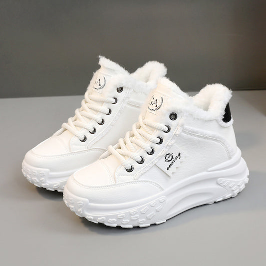 Nye Hvide Mellemhøje Sneakers Tyksålede Plateau Ankelstøvler