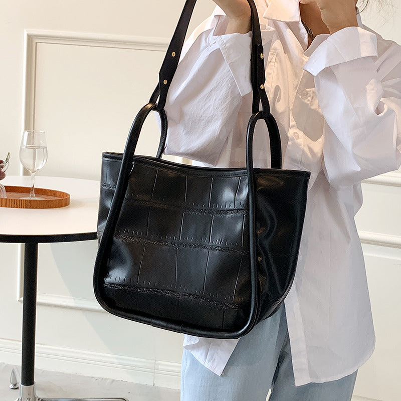 Female Simple Net Red Tote Bag Texture Commuter Briefcase Handbag