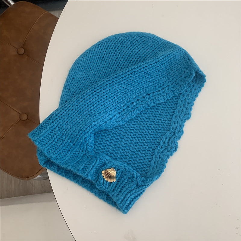 Hand-knitted Lace-up Solid Color Hat