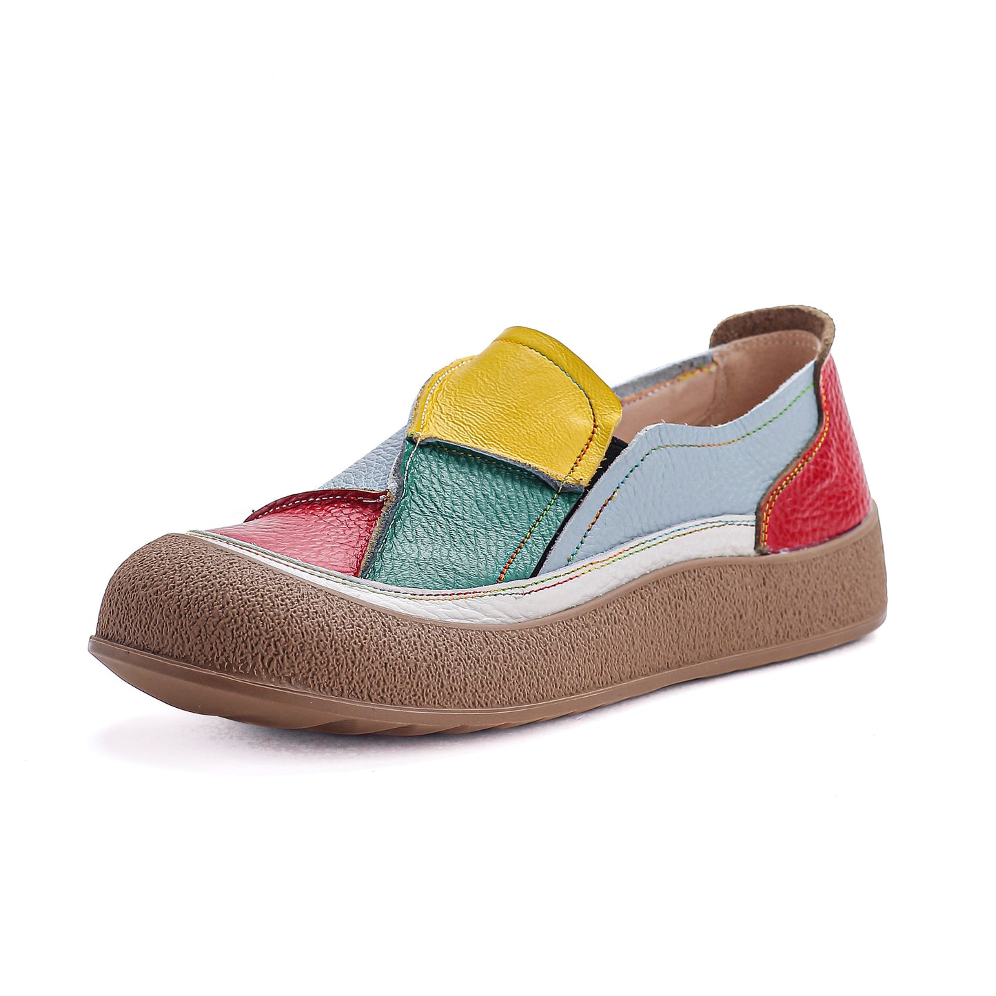 Made From Genuine Leather With A Patchwork Color Design
