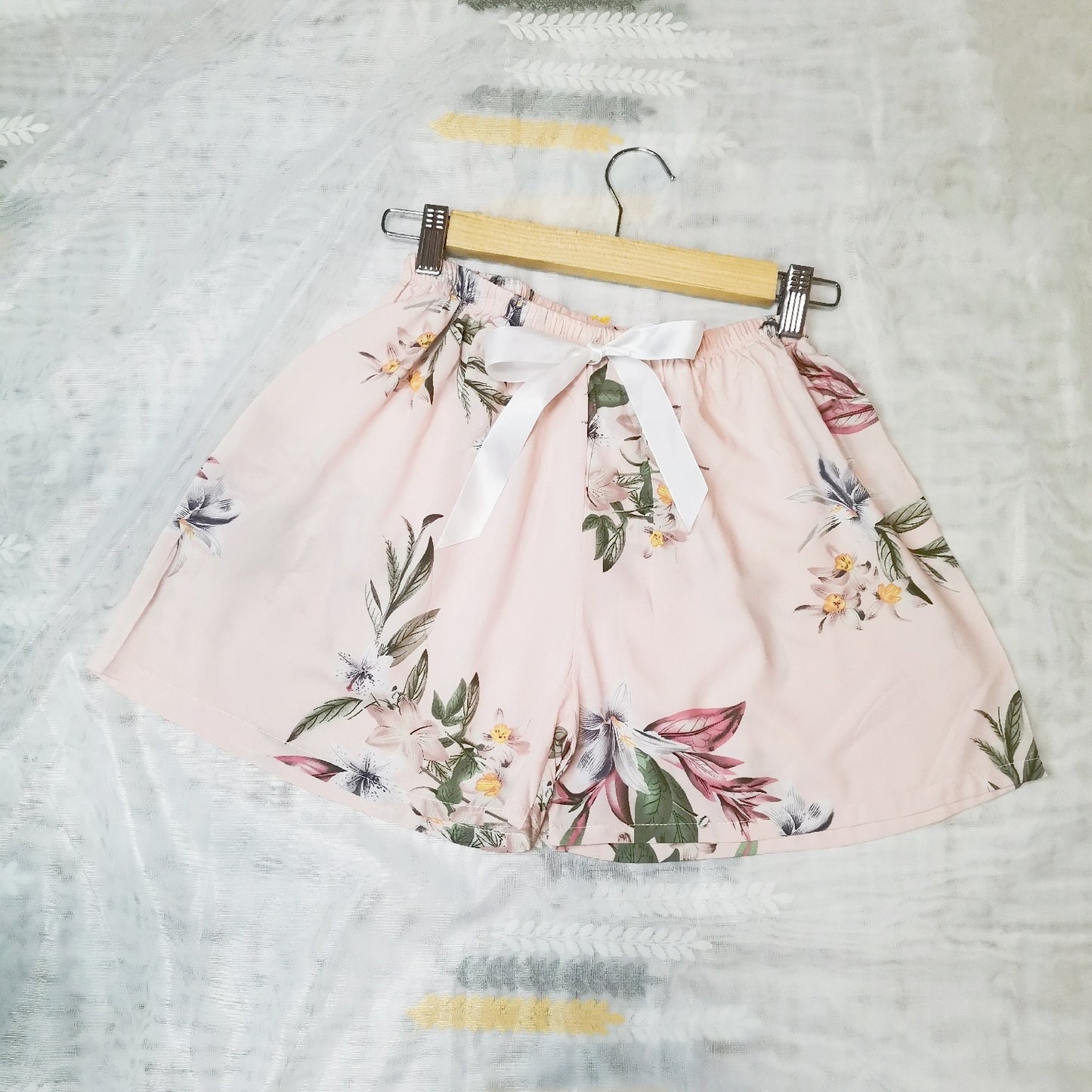 Shorts Thin Japanese Floral Draping Elastic Waist Pajama Pants