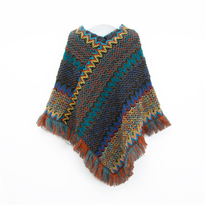 Christmas Women's Red Ethnic Style Pullover Cloak Shawl