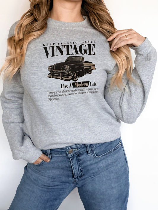 Kvinders moderigtige ensfarvede langærmede sweatshirt med tryk