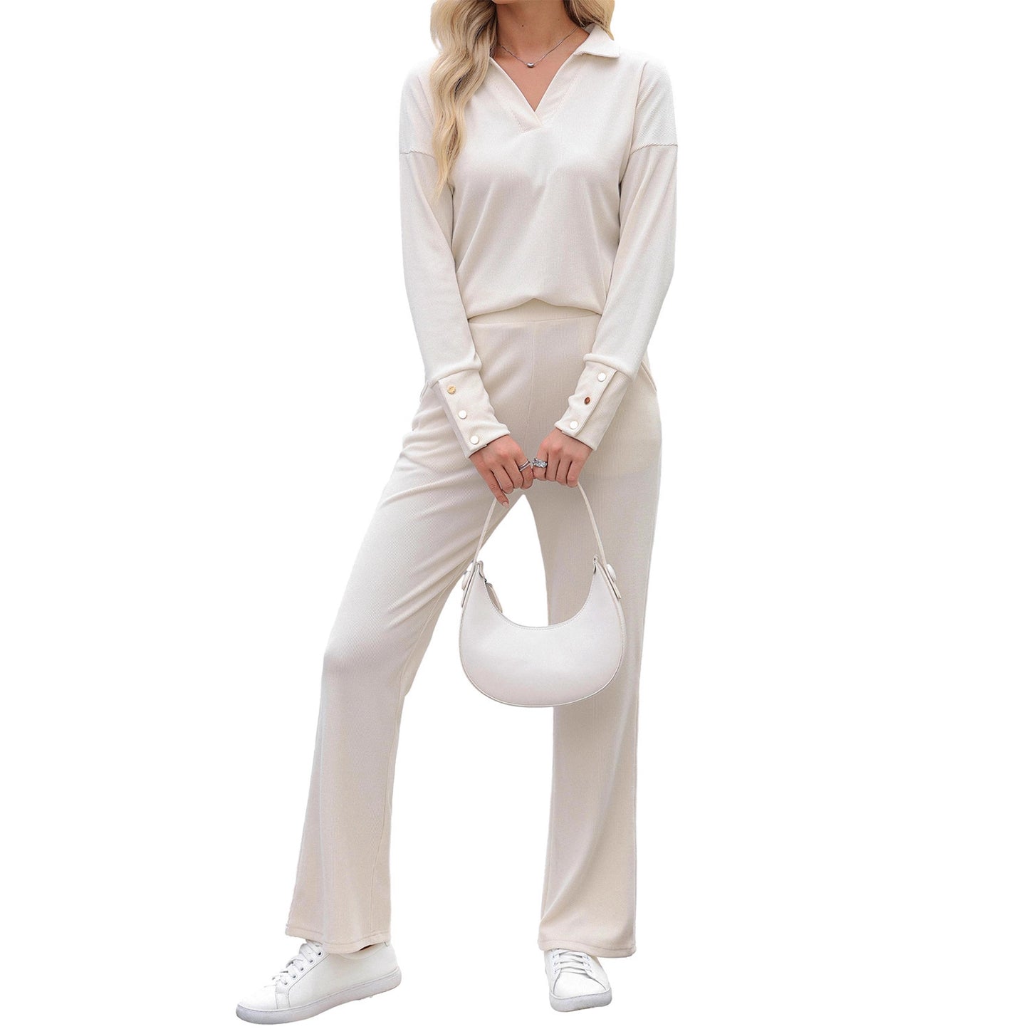 Women's Sportswear Long-sleeve Top And Pants Two-piece Set