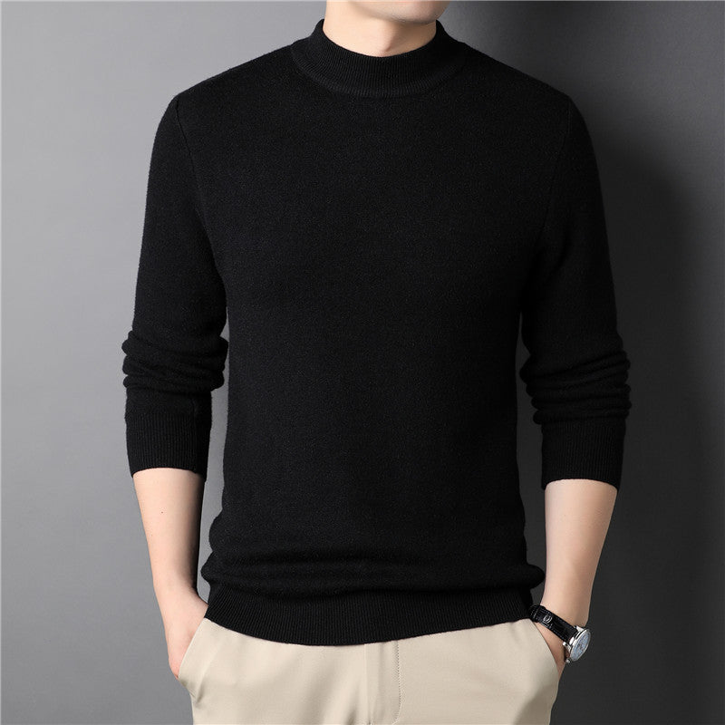 Pure Color Half Collar Men's Slim Fit Sweater Base Sweater