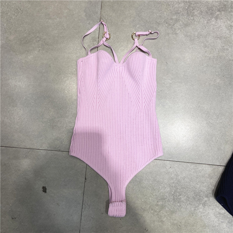 Slim High Stretch One Piece Knitted Bottoming Top