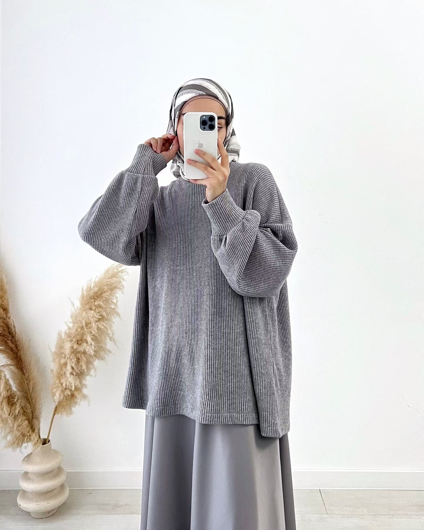 Women's Knitted Pullover Top And Skirt Set