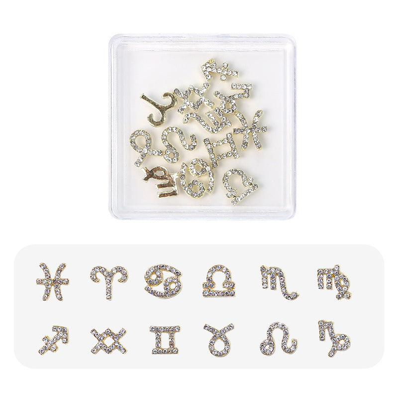 12 Constellation Nail Art Accessories Alloy