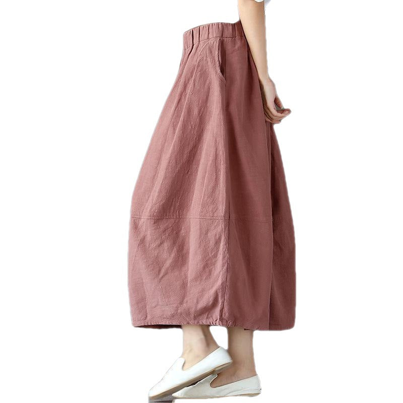 Women's Fashion Retro Cotton And Linen Skirt