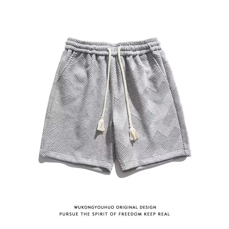 Sports Straight Geometric Jacquard Men's Fifth Pants