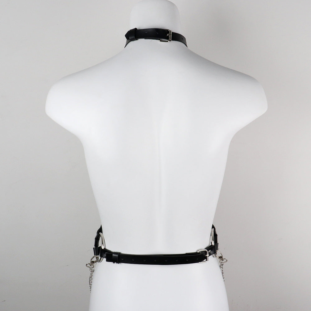 Fashion Sexy Long Chain Adjustable Leather Strap For Adults