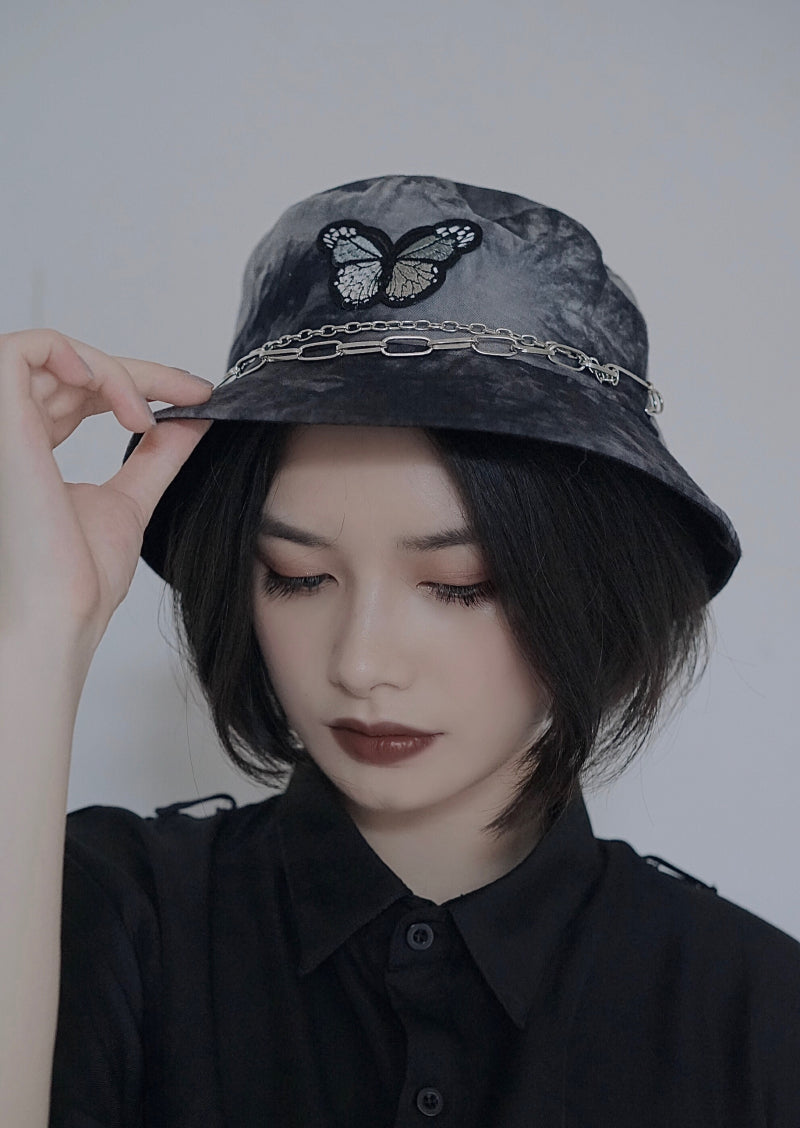 Original Dark Tie-dyed Butterfly Chain Fisherman Hat