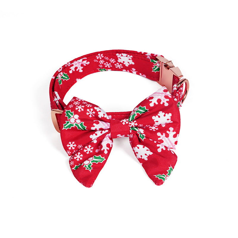 Pure Cotton Dog Necklace Christmas Flower Color Removable Bow Tie Pet Neck Ring