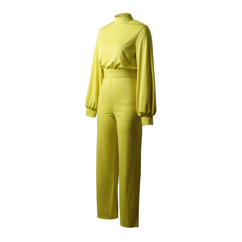Womens Stylish Wide-leg Long-sleeve Jumpsuit