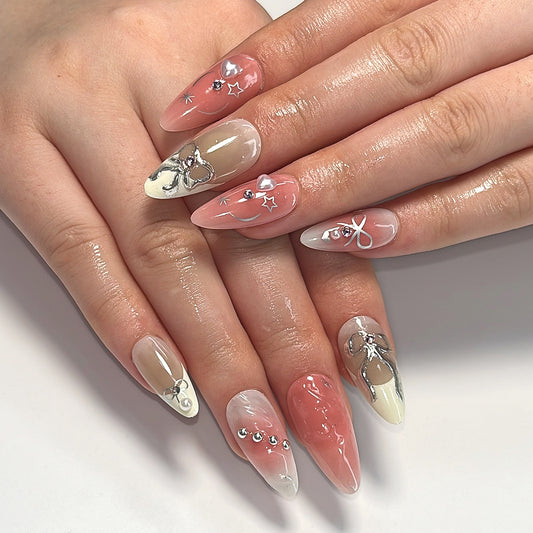 24-delers 3D Bue Manicure 3D Håndlavet Neglespids