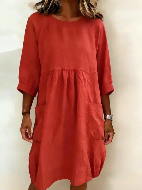 Fashionable Casual Loose-fit Three-quarter Sleeve Dress