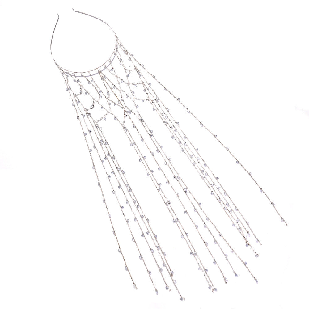 Mesh Tassel High Sense Rhinestone Headband
