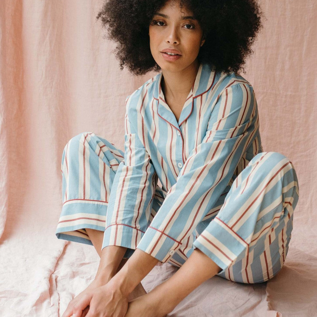 Women's Long-sleeved Trousers Wide Striped Printed Casual