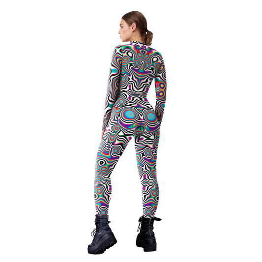 Digital Print Performance Suit Graffiti Wave Role Play One-piece