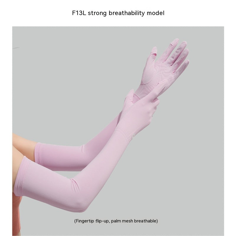 Nylon Ice Silk Long Sun Protection Ice Sleeve Gloves Women's UV Protection Sleeves Sun Protection Summer Long Arm Guard