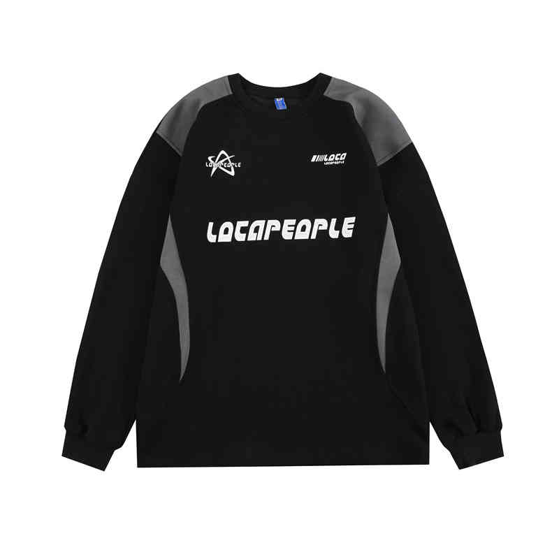 Racing Element Round Neck Long Sleeve Sweater Loose Couple's Tops