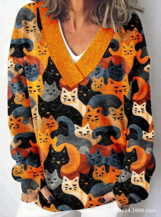 Damer casual sweater med dyreprint 3D