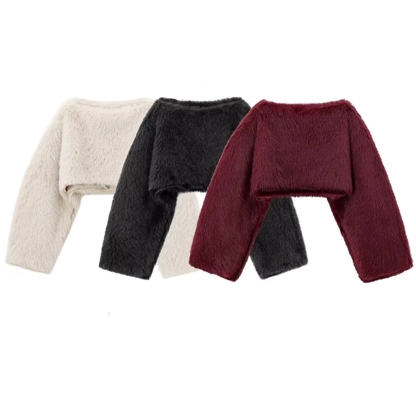 Artificial Fur Effect Temperament Versatile Short Top