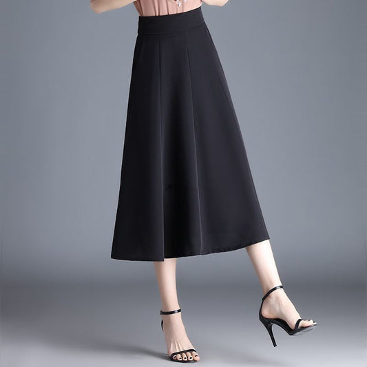 Mid-length Spring And Summer Thin Ice Silk Draping A- Line Small Umbrella Skirt For Women