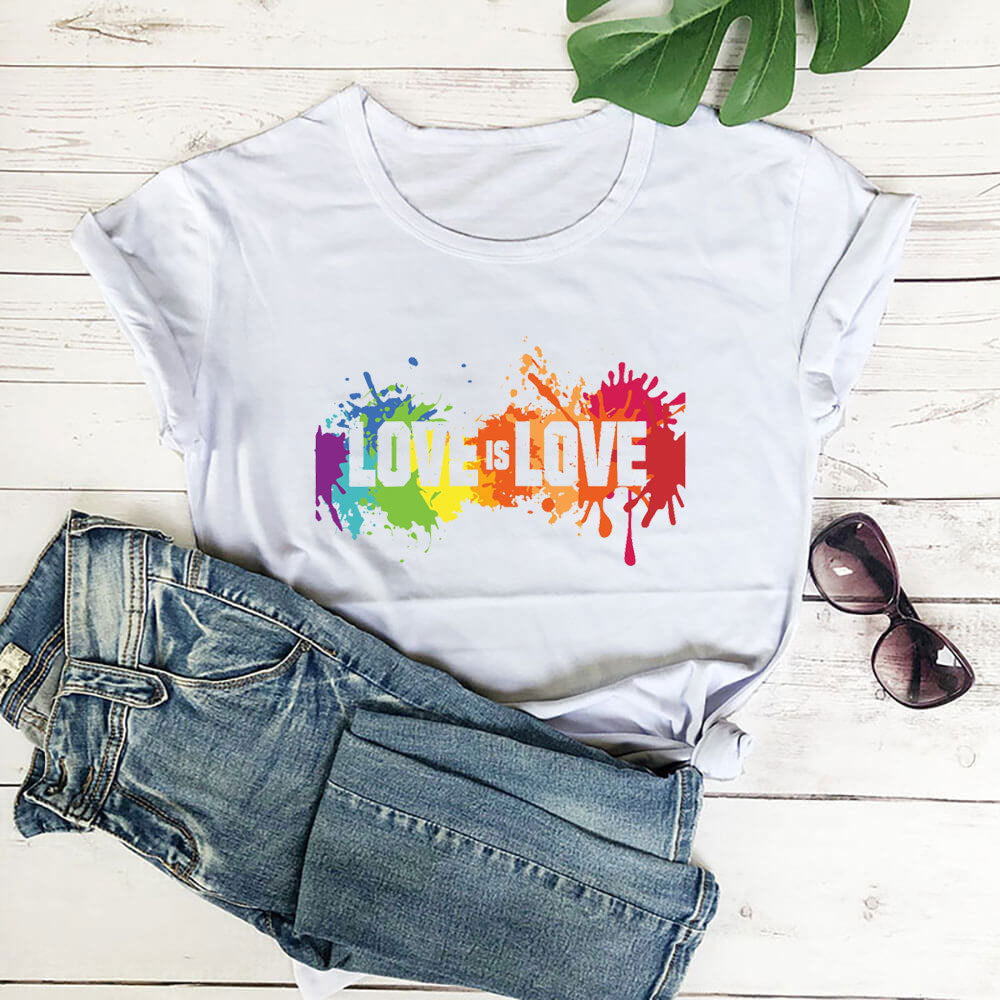 Valentine's Day Love Is Love Letter Color Printed T-shirt