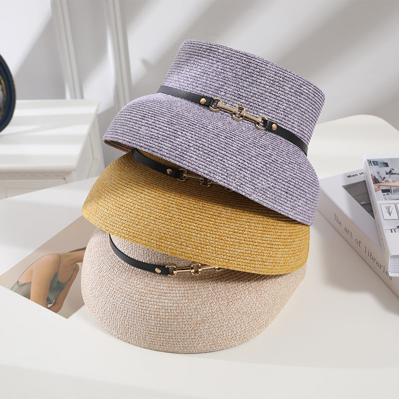 Women's Belt Chain Bell Type Sun-proof Straw Hat