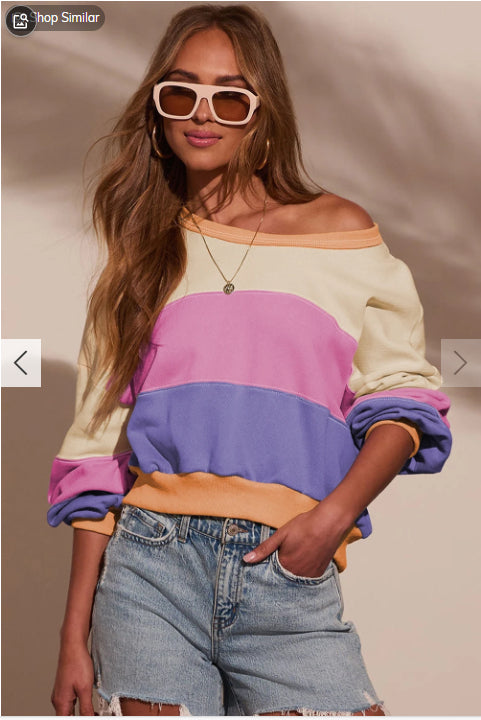 Collage Strapless Cut Sweatshirt Top