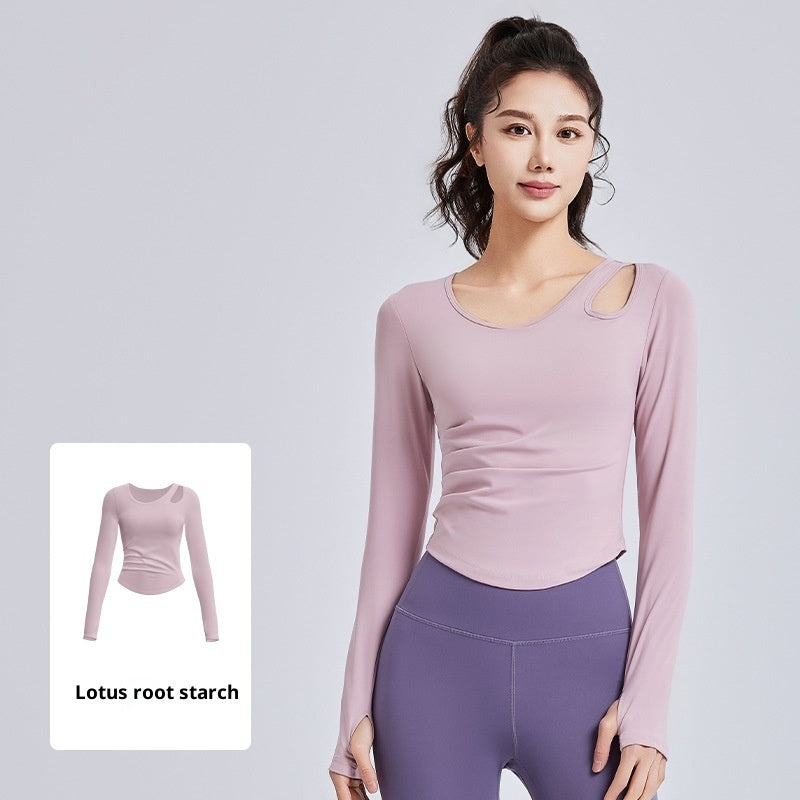 Udhulet Rynket Slim-fit Pilates Træning Fitness Yoga Top