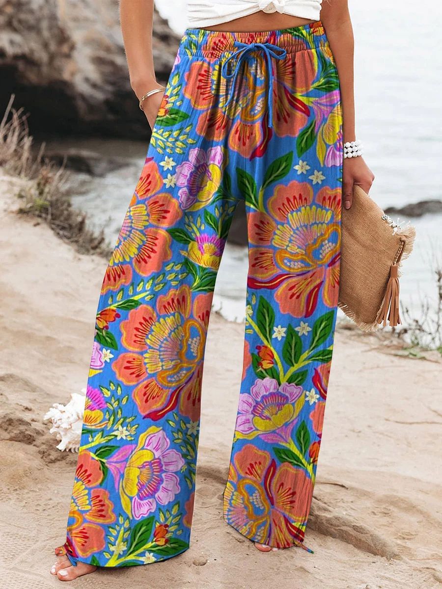 Ethnic Pattern Floral Print Casual Jumpsuit