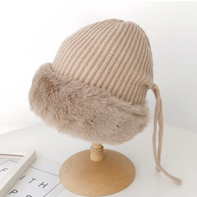 Plush Stitching Ear Woolen Cap Children