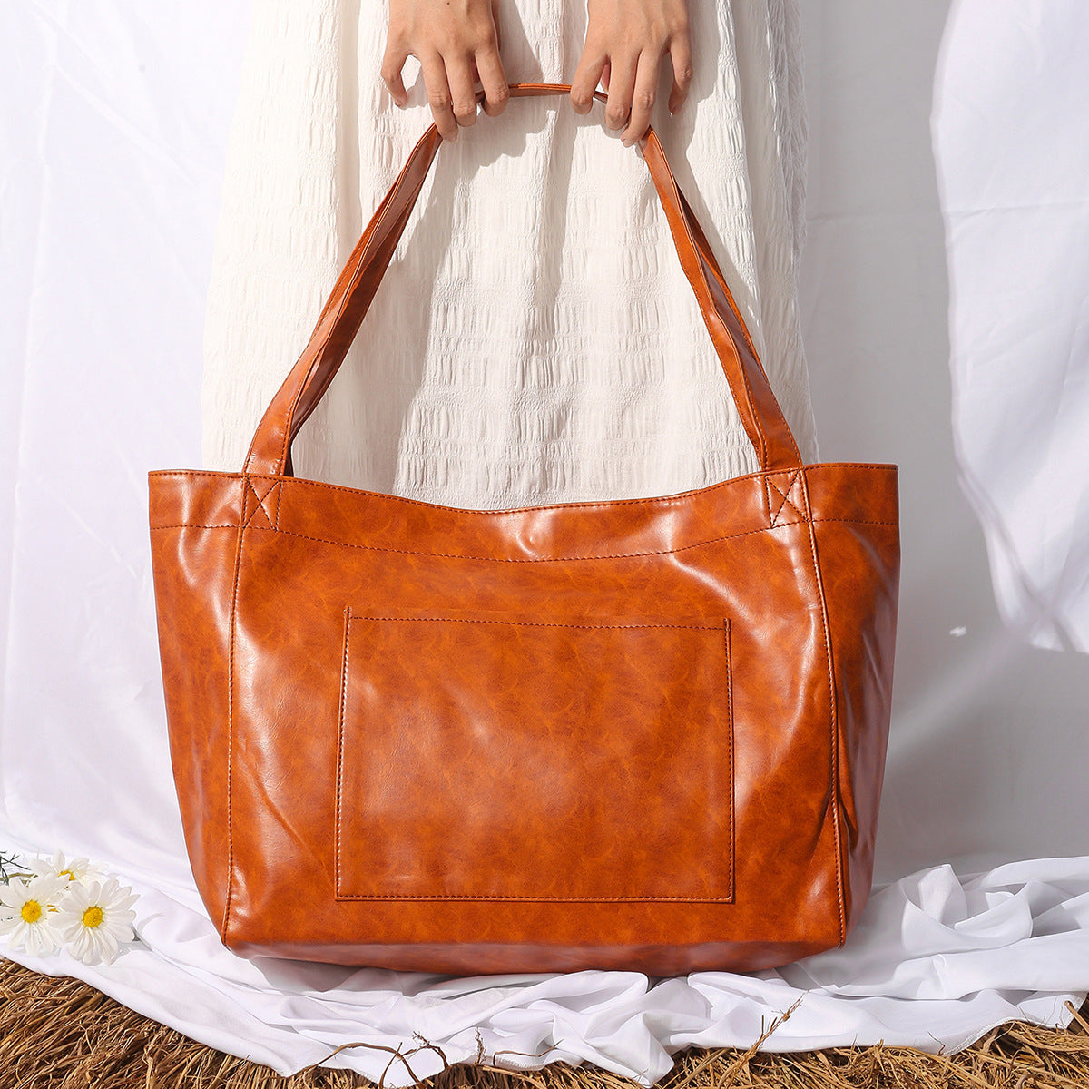 Women's Big Bag Strap Soft Leather Portable Shoulder